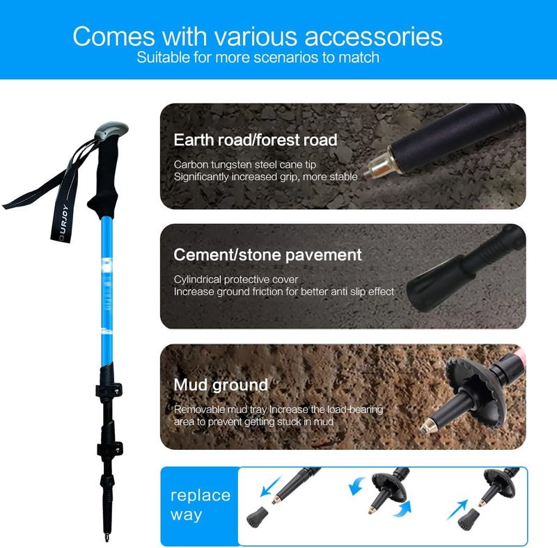 yourjoy Hiking Trekking Poles for Kids, 2 Pack Anti Shock, Adjustable, Collapsible Hiking Poles for Trekking or Walking, Lightweight Aluminum Sticks - Image 4
